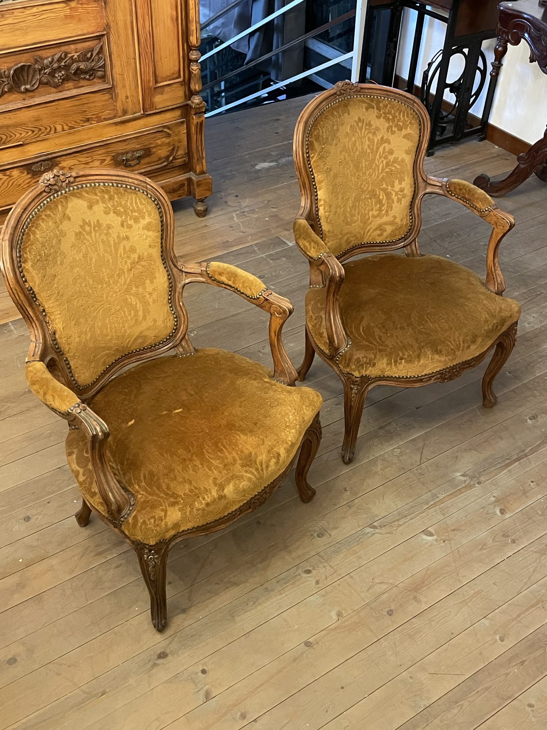 Louis XV Armchairs – French Carved Pair - Antiques Mall Cyprus